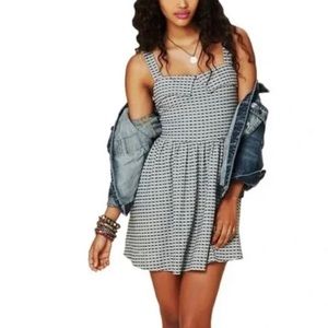 Free People Beach Gray Gingham Fit & Flare Mini Dress Women’s Size M